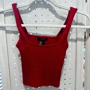 Forever 21 Red Ribbed Knit Tank Top | Size Small |